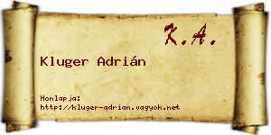 Kluger Adrián névjegykártya
